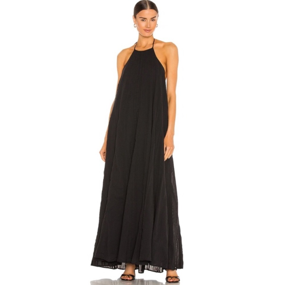 NWT L’Academie the Phila black halter maxi dress Size Large